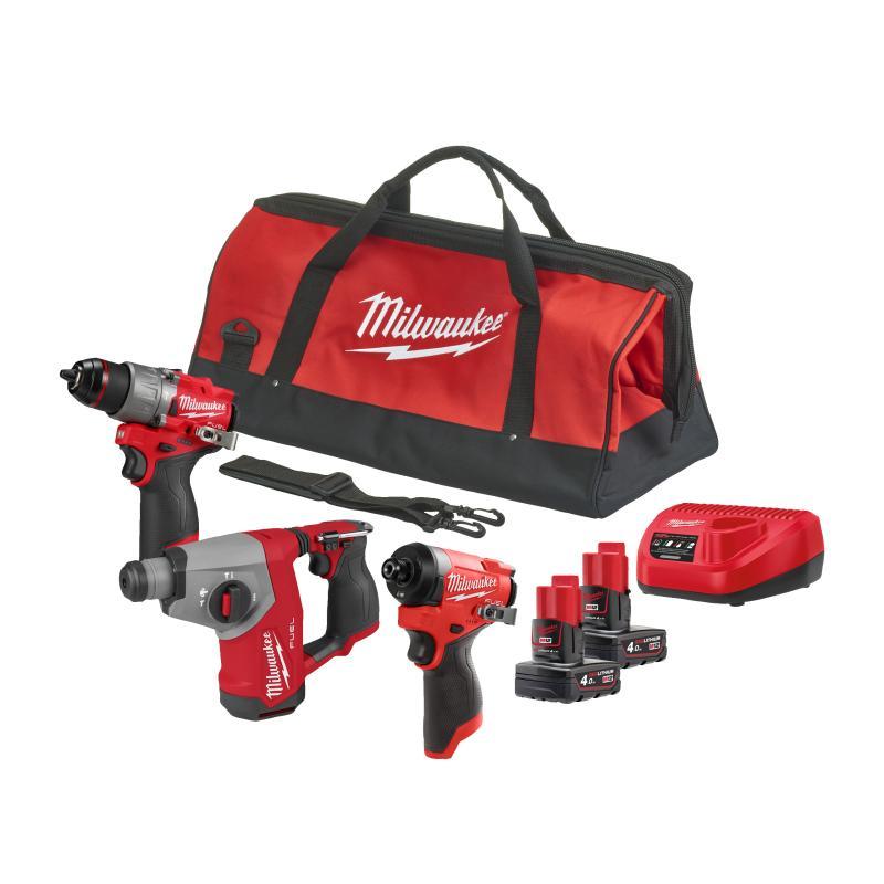 Kit Elettroutensili 12 Volt Fpd2 + Fid2 + Fhac16 - M12 FPP3H-402B - Milwaukee 4933500126