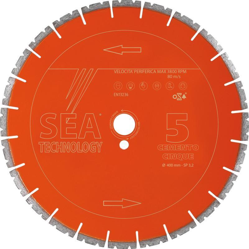 Disco Diamantato Per Cemento Adatto Su Macchine Con Potenza Superiore Ai 13 HP SEA TECHNOLOGY — 350x3,2 / Cemento Cinque - OTTIMO