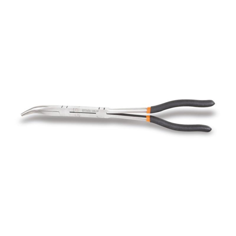 Pinza A Becchi Mezzotondi Lunghissimi Zigrinati Piegati A 45°, Con Doppio Snodo Manici Ricoperti Con 2 Strati Di Pvc Antiscivolo 1009L/DP Beta 010090059