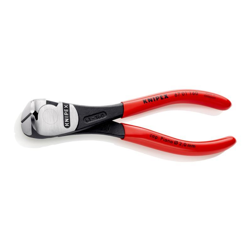 KNIPEX 67 01 160 SB Tronchese per meccanica con tagliente frontale - tipo forte rivestiti in resina sintetica atramentata nera 160 mm in confezione Self-service