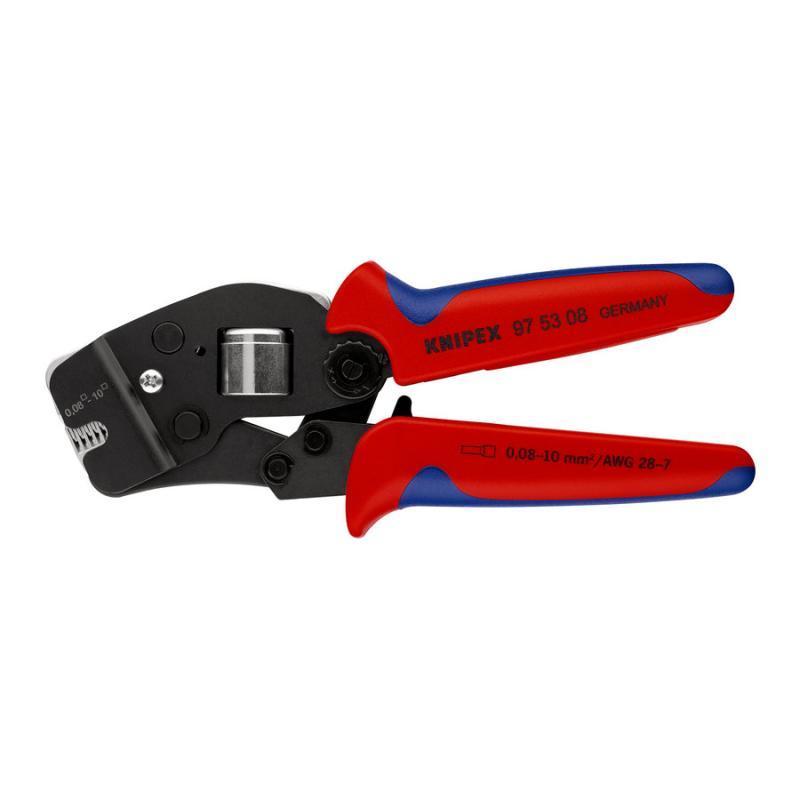 KNIPEX 97 53 08 Crimpatrice per terminali a bussola, con regolazione automatica per crimpaggio frontale con impugnature multicomponente brunita 190 mm
