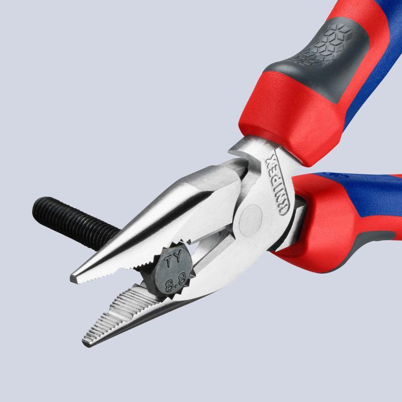 KNIPEX 08 25 145 Pinza universale con testa a punta con manici comfort cromata 145 mm