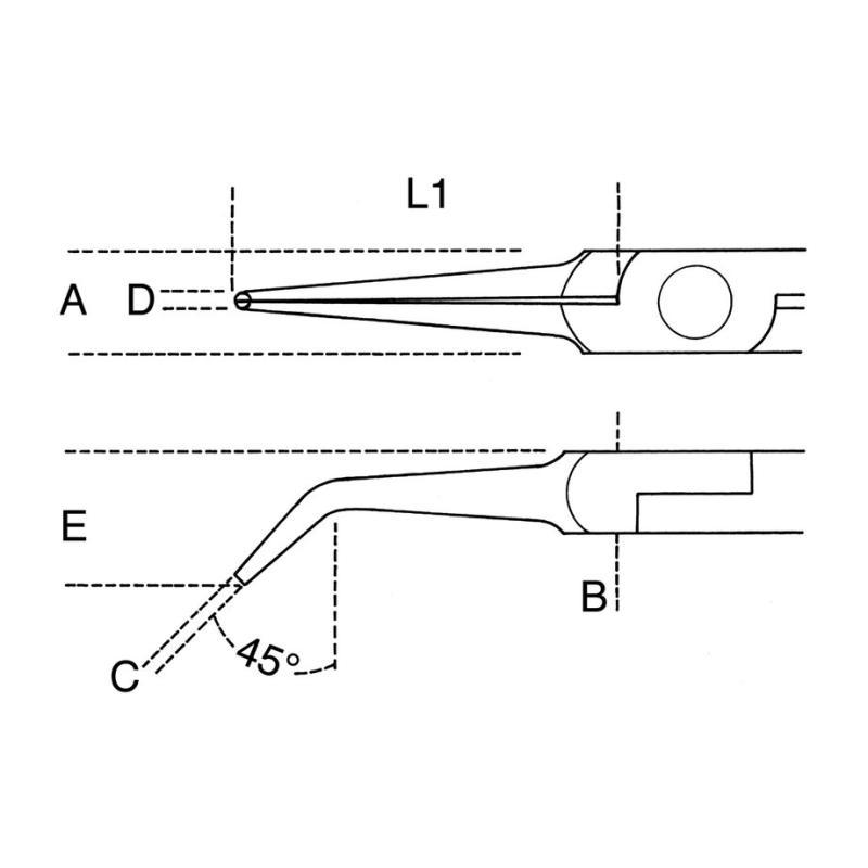 Pinza Per Elettronica A Becchi Mezzotondi Lunghi Lisci Rastremati Piegati Impugnatura Bimateriale 1178BM/P Beta 011780102