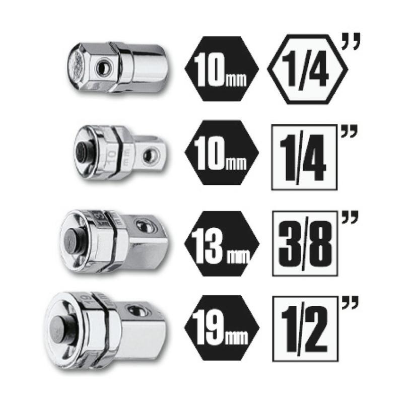 Kit Di 4 Adattatori Per Chiavi A Cricchetto: 1 Adattatore Per Bits 3 Adattatori A Sgancio Rapido 123/K4 Beta 001230504