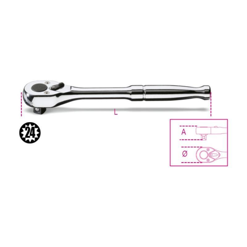 Cricchetto Reversibile Con Attacco Quadro Maschio 3/8" Con Impugnatura In Metallo Cromato 910M/55 Beta 009100875