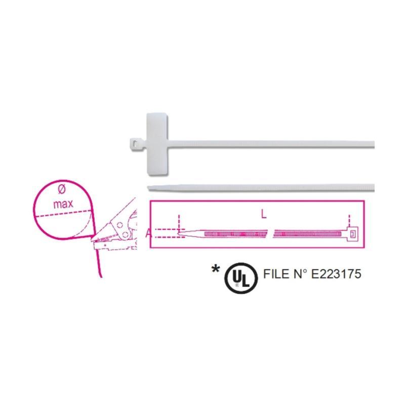 Fascette In Nylon Con Targhetta Trasversale 25X8Mm, Colore Naturale 1748-BT BMGroup