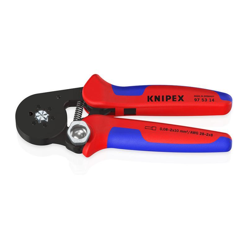 KNIPEX 97 53 14 SB Crimpatrice per terminali a bussola, con regolazione automatica per crimpaggio laterale con impugnature multicomponente brunita 180 mm in blister
