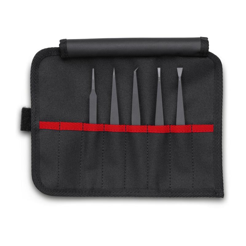 KNIPEX 92 00 05 ESD Assortimento di pinzette in resina sintetica ESD 5 pezzi 90 mm