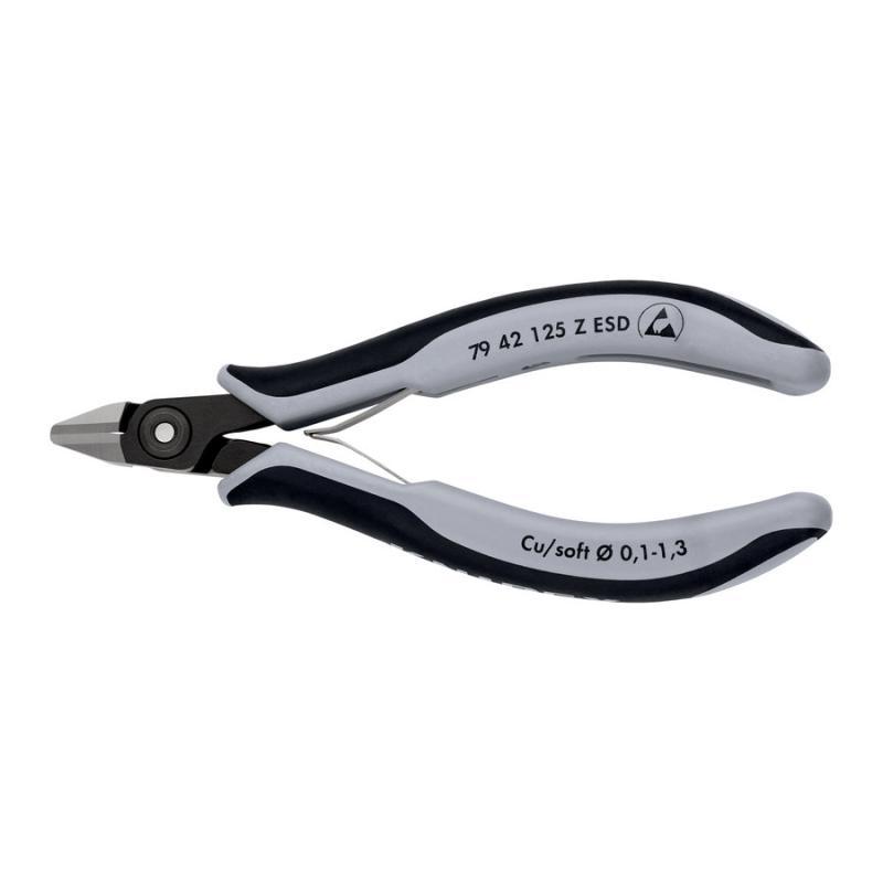 KNIPEX 79 42 125 Z ESD Tronchese laterale di precisione per elettronica ESD con impugnature multicomponente brunita 125 mm