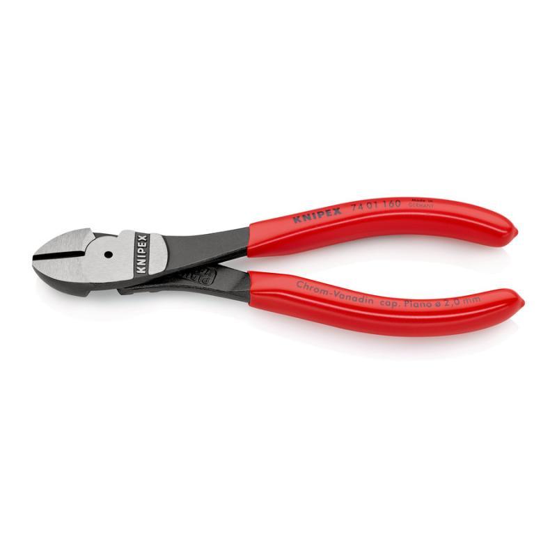KNIPEX 74 01 160 SB Tronchese laterale per meccanica tipo forte rivestiti in resina sintetica atramentata nera 160 mm in confezione Self-service
