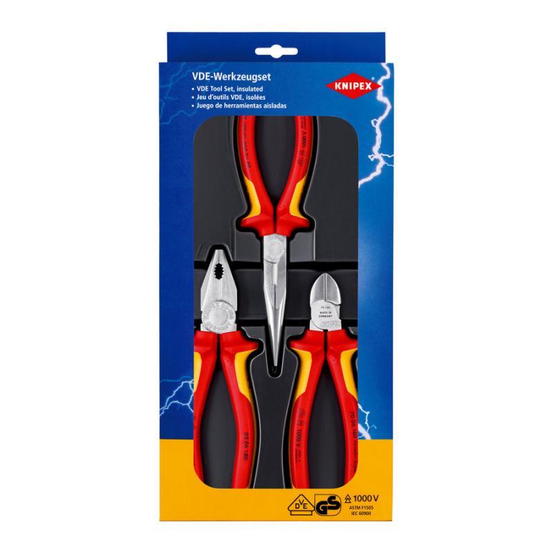 KNIPEX 00 20 12 Assortimento sicurezza 1 x 03 06 180, 1 x 26 16 200, 1 x 70 06 160
