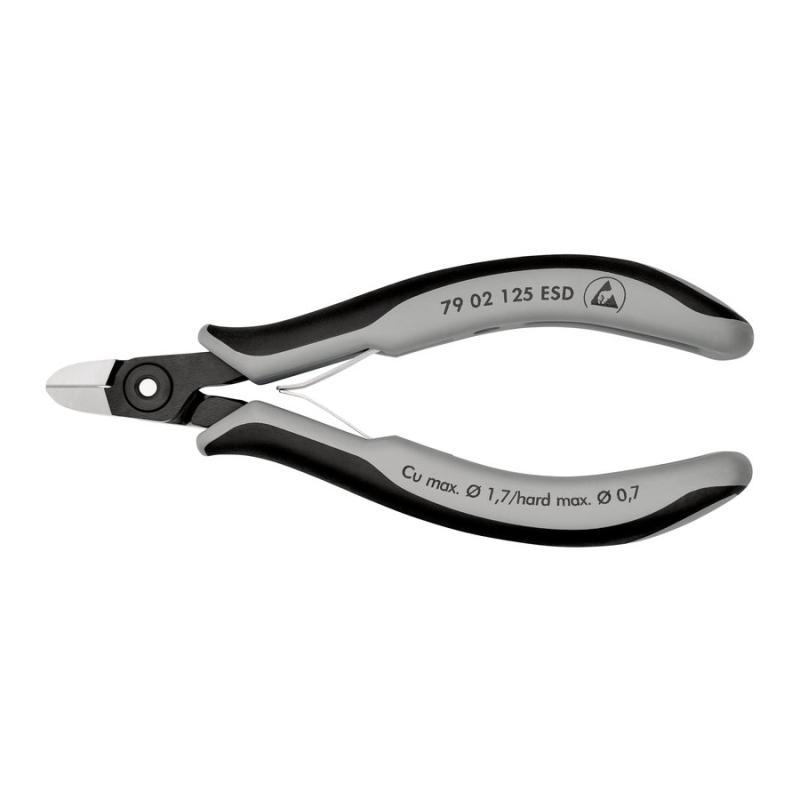 KNIPEX 79 02 125 ESD Tronchese laterale di precisione per elettronica ESD con impugnature multicomponente brunita 125 mm