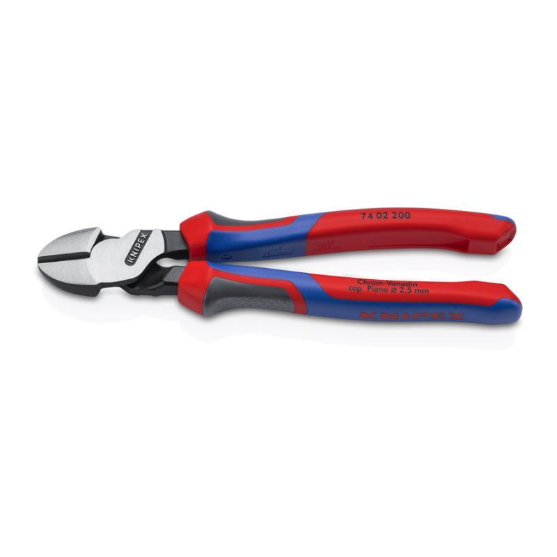 KNIPEX 74 02 200 SB Tronchese laterale per meccanica tipo forte con manici comfort atramentata nera 200 mm in confezione Self-service