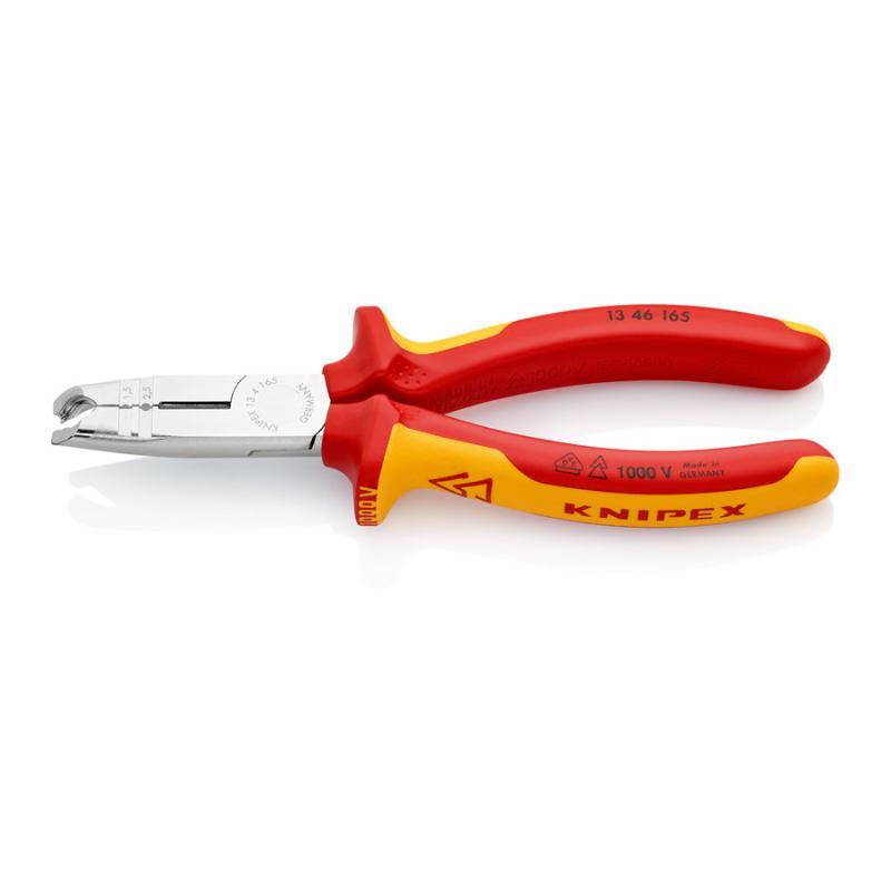 KNIPEX 13 46 165 Spelacavi isolati con manici rivestiti in materiale bicomponente, collaudati VDE cromata 165 mm
