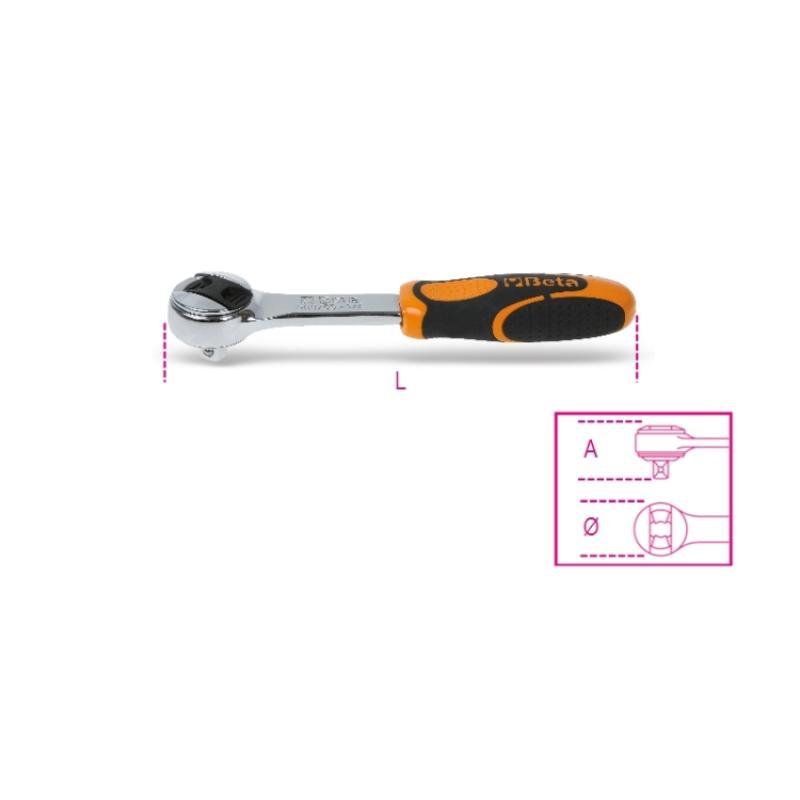Cricchetto Reversibile Con Attacco Quadro Maschio 1/4" Cromato BETA 900/55