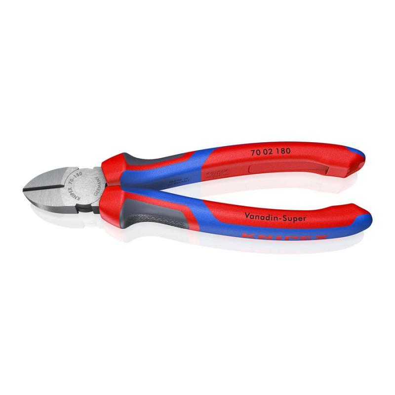 KNIPEX 70 02 180 SB Tronchese laterale con manici comfort atramentata nera 180 mm in confezione Self-service