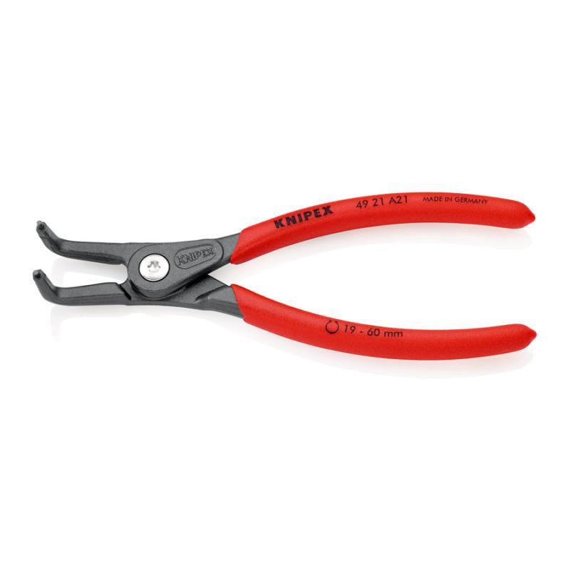 KNIPEX 49 21 A21 SB Pinza di precisione per anelli di sicurezza per anelli di sicurezza esterni su alberi rivestiti in resina sintetica antiscivolo bonderizzata grigia 165 mm in confezione Self-service