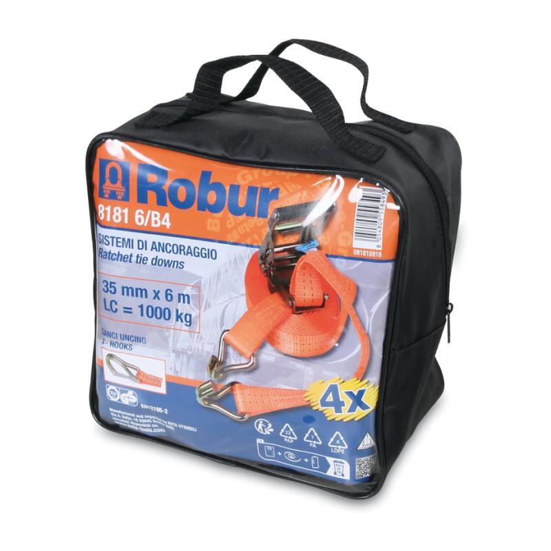 Borse Set 4 Cricchetti 8181 6M Nastro In Poliestere Ad Alta Tenacità Gancio Uncino 8181 6/B4 Robur 081810916
