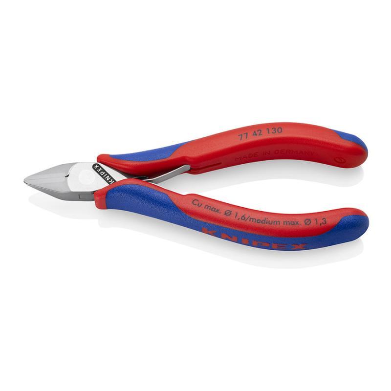 KNIPEX 77 42 130 Tronchese laterale per elettronica con cerniera passante con impugnature multicomponente 130 mm