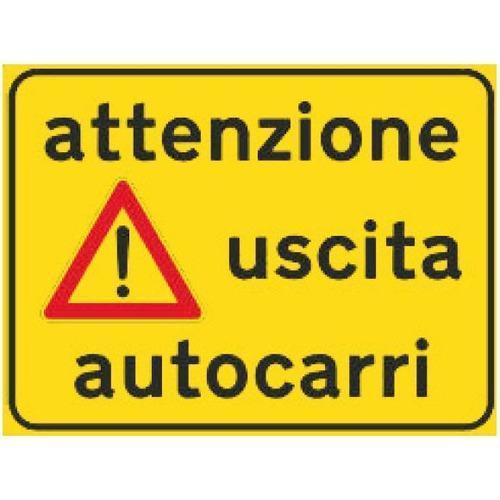 Cartello In Ferro Classe 1 Attenzione Uscita Autocarri Figura II 425 120 x 90 cm
