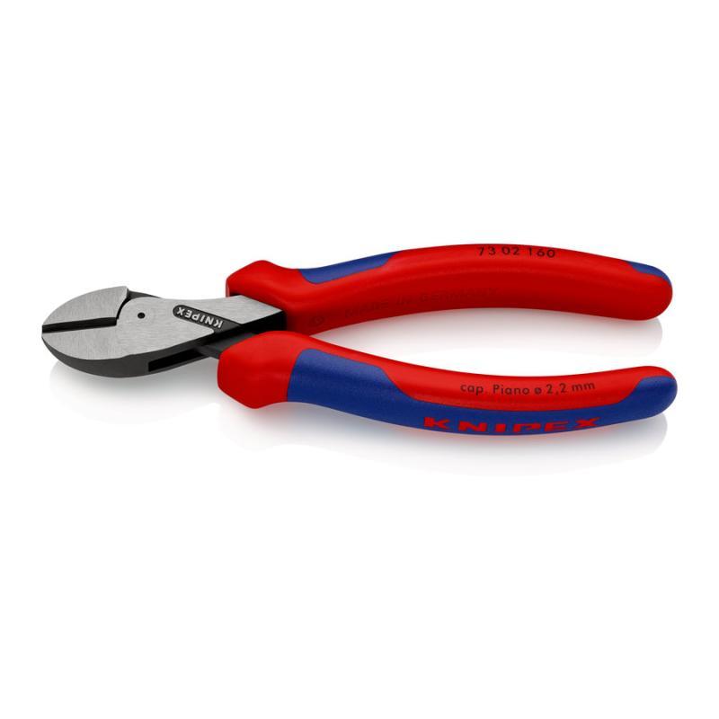 KNIPEX 73 02 160 X-Cut® Tronchese laterale compatto a grande forza di taglio con impugnature multicomponente atramentata nera 160 mm