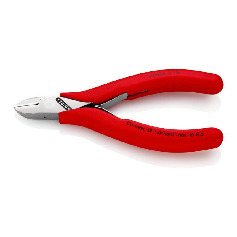 KNIPEX 77 01 115 SB Tronchese laterale per elettronica con cerniera passante rivestiti in resina sintetica antiscivolo 115 mm in confezione Self-service