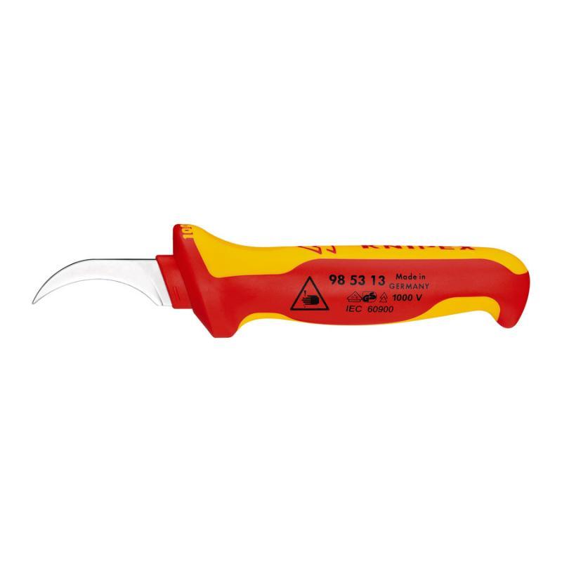 KNIPEX 98 53 13 Coltello spelacavi impugnatura isolante, in materiale bicomponente, collaudato VDE 190 mm