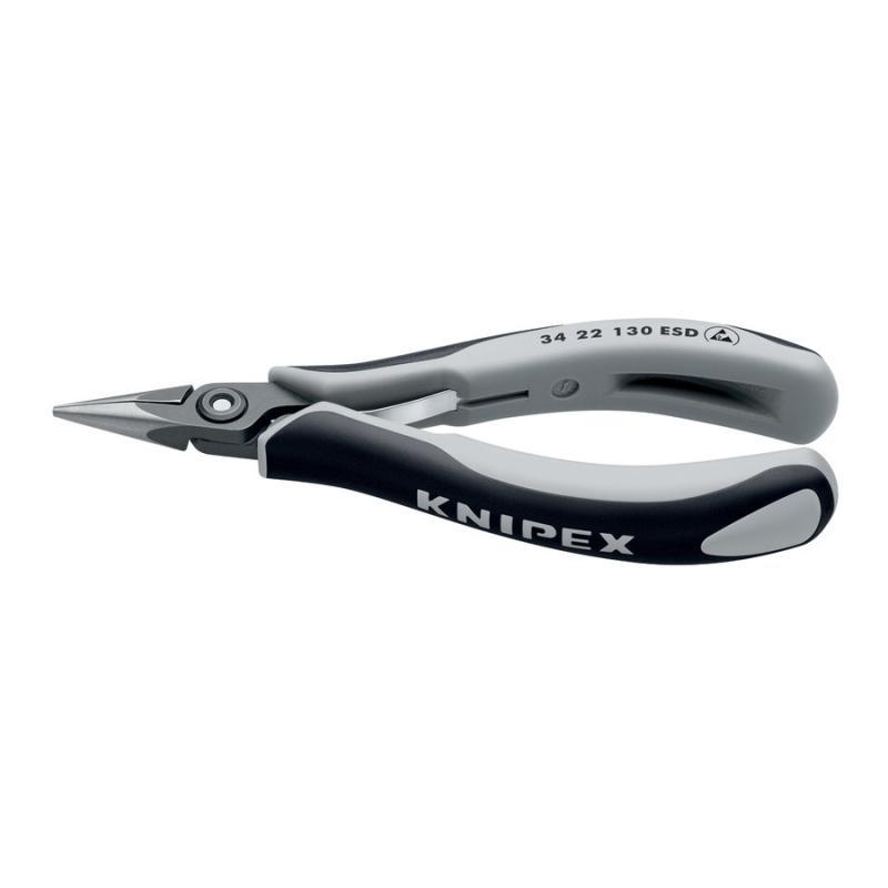 KNIPEX 34 22 130 ESD Pinza di precisione speciale per elettronica ESD con impugnature multicomponente brunita 130 mm
