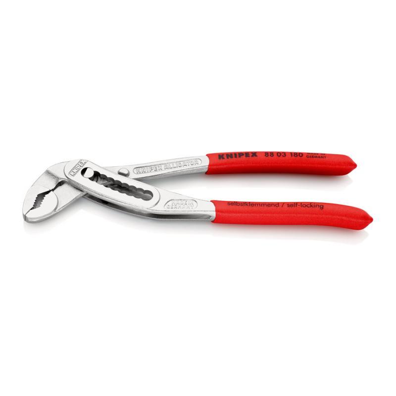 KNIPEX 88 03 180 Alligator® Pinza regolabile per tubi e dadi rivestiti in resina sintetica antiscivolo cromata 180 mm