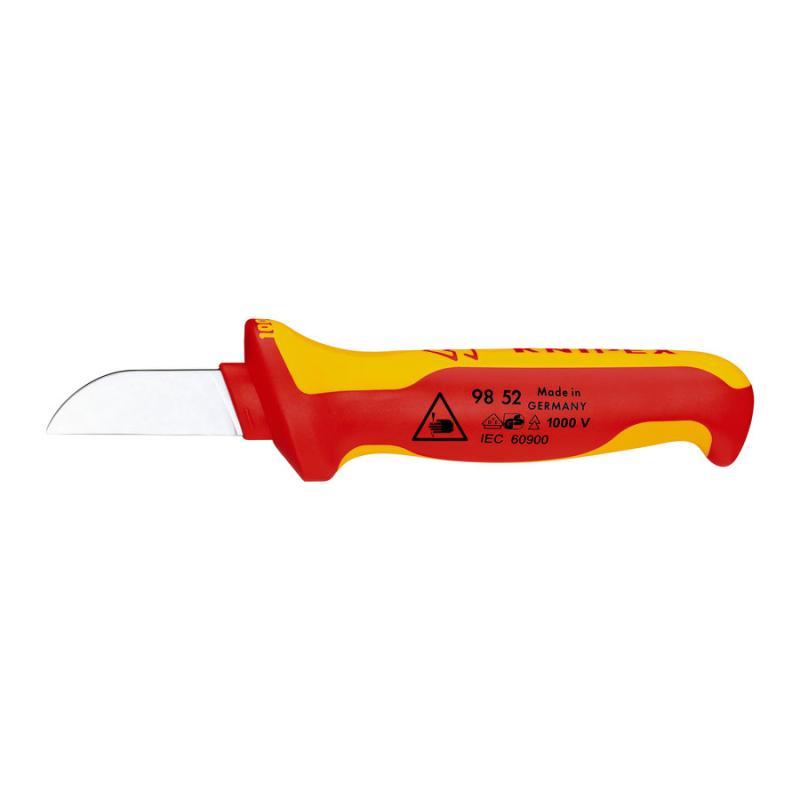 KNIPEX 98 52 Coltello per elettricisti impugnatura isolante, in materiale bicomponente, collaudato VDE 190 mm