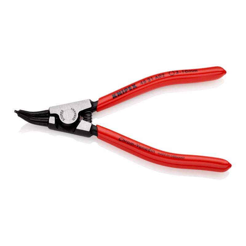 KNIPEX 46 31 A02 Pinza per anelli di sicurezza per anelli di sicurezza esterni su alberi angolazione a 45° rivestiti in resina sintetica atramentata nera 130 mm