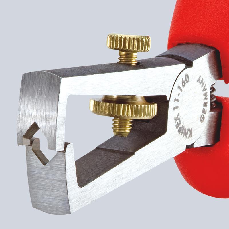 KNIPEX 11 02 160 Pinza spelacavi con molla di apertura universale con impugnature multicomponente atramentata nera 160 mm