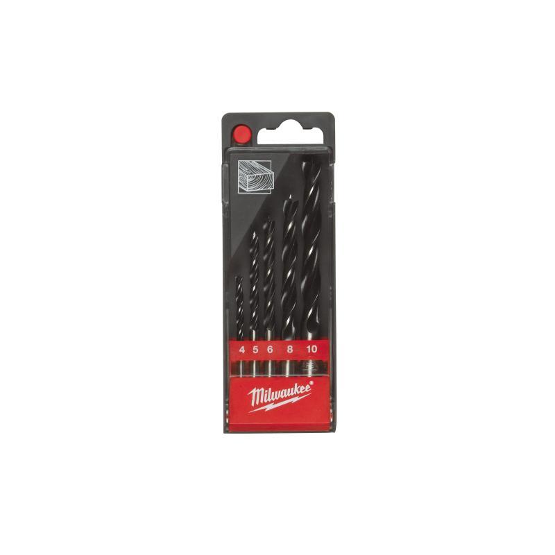 Set Punte Elicoidali Per Legno Din 7487 E - Milwaukee — CAS PTE LEGN 5 Pz (4/5/6/8/10mm)