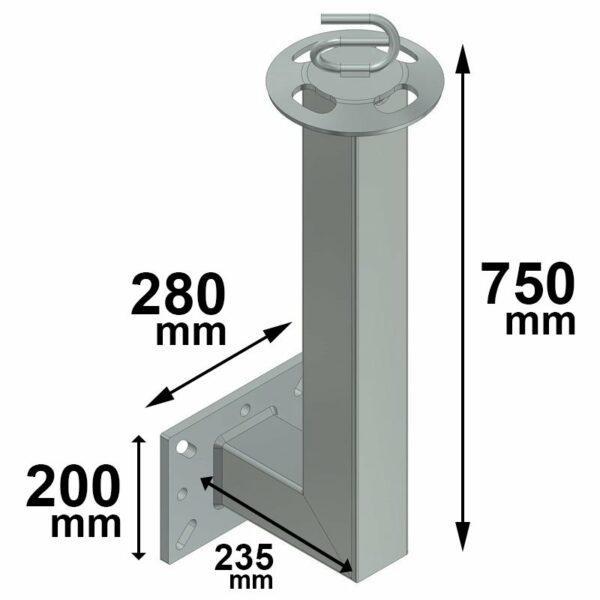 Linea Vita Indeformabile Torretta Per Bordi h 75 cm Con Base Verticale 20x28 cm