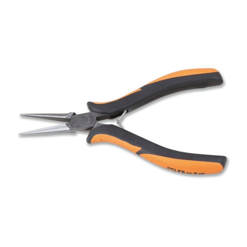 Pinza Per Elettronica A Becchi Mezzotondi Lunghi Lisci Rastremati Impugnatura Bimateriale 1178BM Beta 011780101