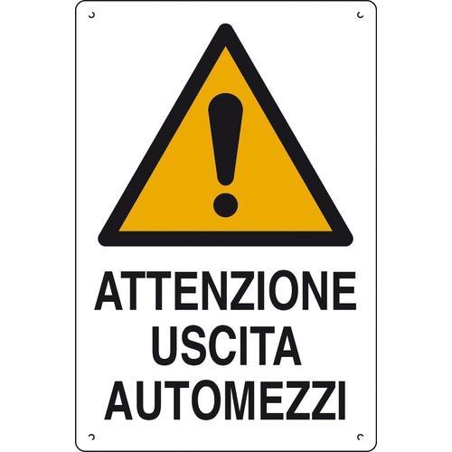 Cartello in Kpl Attenzione Uscita Automezzi 60x40 cm