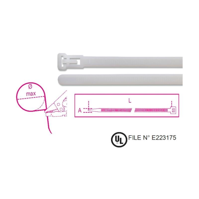 Fascette In Nylon Riutilizzabili, Colore Naturale 1748-BR BMGroup