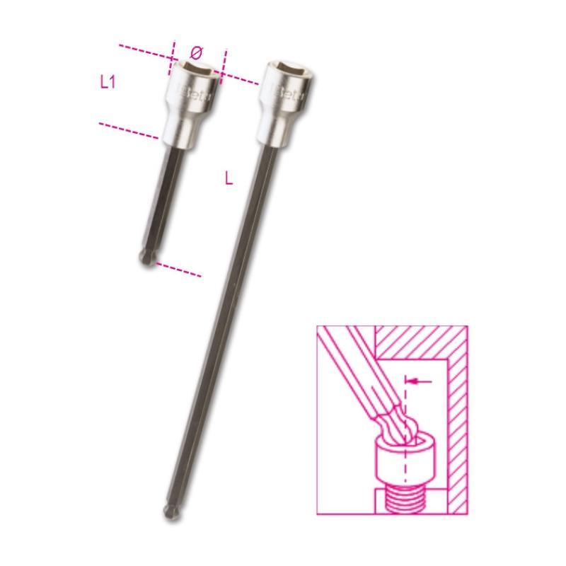Chiavi A Bussola A Mano Maschio Esagonale Con Estremità Sferica Con Quadro Femmina 1/2" Cromate - Inserti Bruniti 920BP Beta