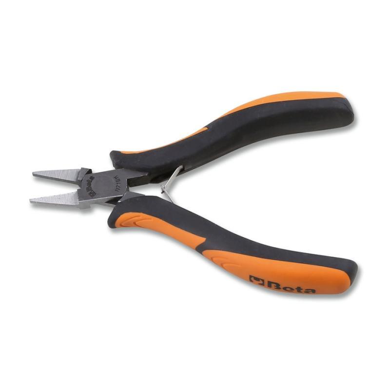 Pinza Per Elettronica A Becchi Piatti Corti Lisci Impugnatura Bimateriale 1171BM Beta 011710101
