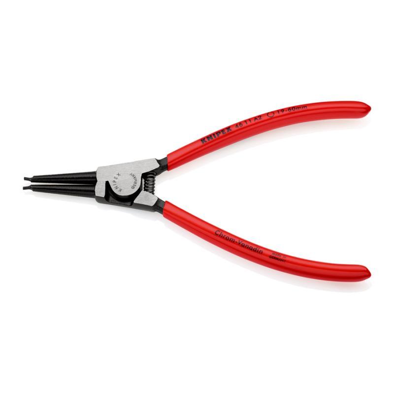 KNIPEX 46 11 A2 SB Pinza per anelli di sicurezza per anelli di sicurezza esterni su alberi rivestiti in resina sintetica atramentata nera 180 mm in confezione Self-service