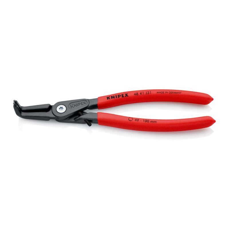 KNIPEX 48 41 J31 Pinza di precisione per anelli di sicurezza per anelli di sicurezza interni a fori rivestiti in resina sintetica antiscivolo bonderizzata grigia 210 mm