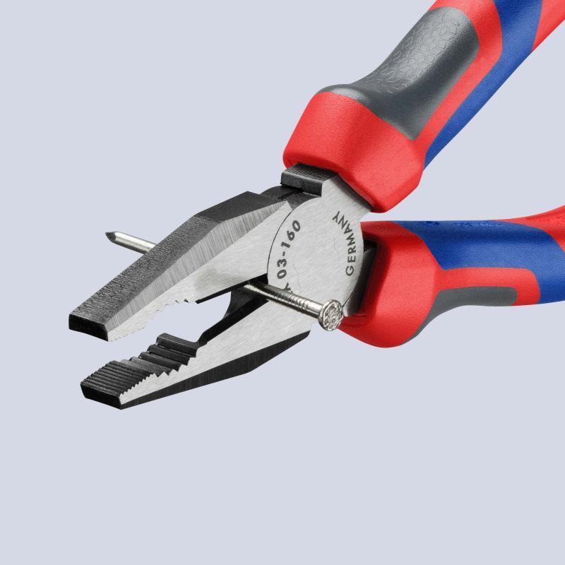 KNIPEX 03 02 160 SB Pinza universale con manici comfort atramentata nera 160 mm in confezione Self-service