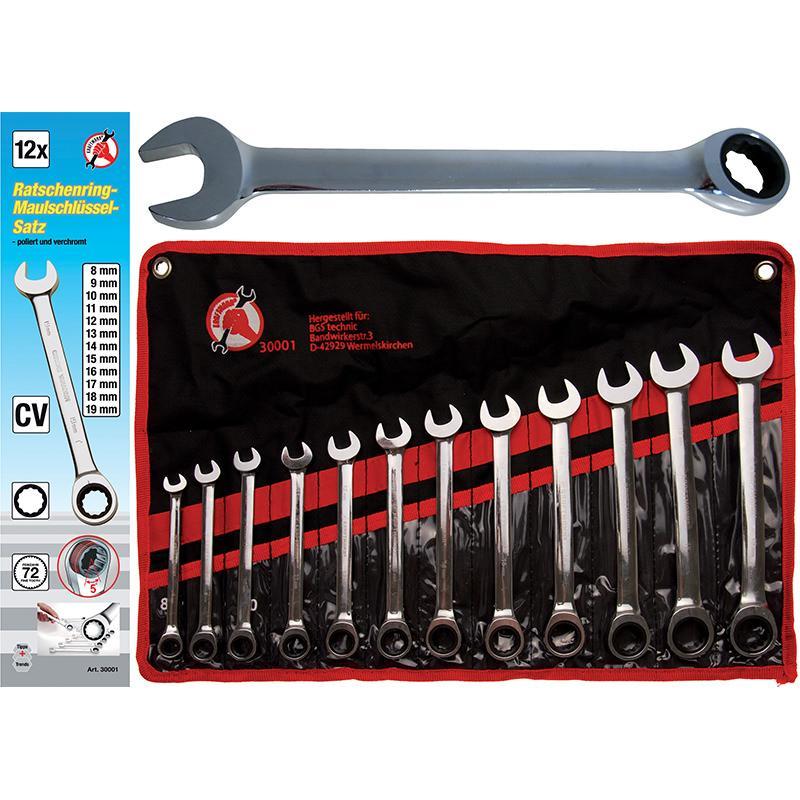 Serie 12 Chiavi Combinate A Cricchetto FERMEC