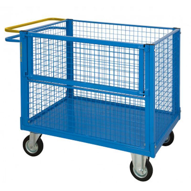 Carrello Pianale 600x900 mm A 4 Sponde, 1 Ribaltabile Con 2 Ruote Con Freno