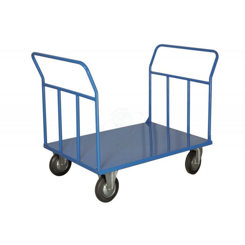 Carrello Con Pianale 800x1200mm A Due Sponde Con 2 Ruote Con Freno Portata 45Kg