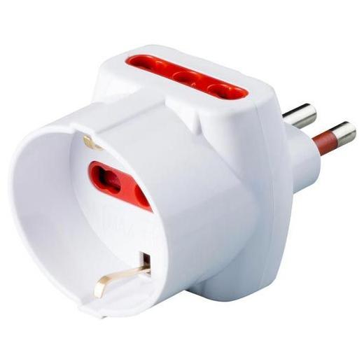 Adattatore Triplo Serie Emilia A 2 Prese Standard + 1 Presa Schuko 16A 3P 250V BIANCO