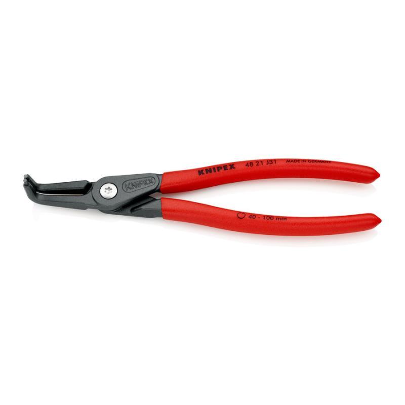 KNIPEX 48 21 J31 Pinza di precisione per anelli di sicurezza per anelli di sicurezza interni a fori rivestiti in resina sintetica antiscivolo bonderizzata grigia 210 mm