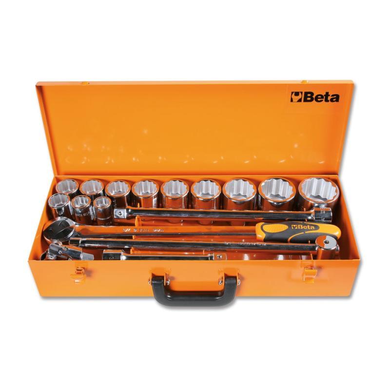 Assortimento Di 12 Chiavi A Bussola A Mano Poligonali E 5 Accessori In Cassetta Di Lamiera 928B/C12 Beta 009280957