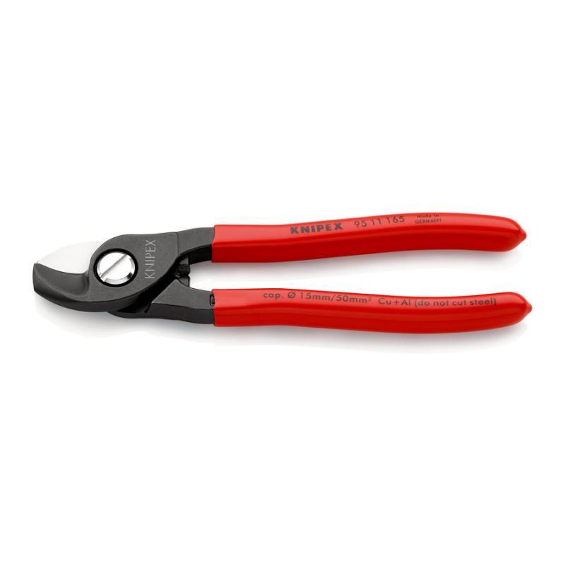 KNIPEX 95 11 165 Cesoia per cavi rivestiti in resina sintetica brunita 165 mm