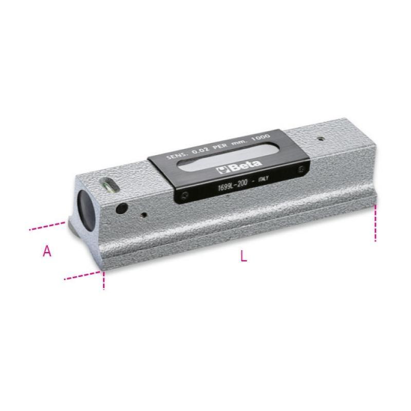 Livella Lineare Di Precisione In Ghisa Con Base Prismatica Rettificata A 2 Fiale Infrangibili In Astuccio Di Legno 1699L/1 Beta 016990005